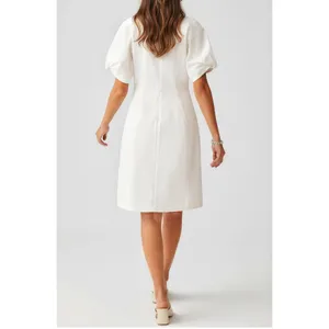 COS Puff Sleeve Organic Cotton Denim Mini Dress, White, 12 (US) thumbnail 5