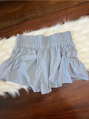 Free People Movement Get Your Flirt On Shorts Small Blue Gray Lined Pockets thumbnail 3