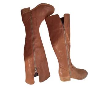 MIA Women's Brown Leather Over the Knee Boots Side Zip‎ Block Heel Size 6 thumbnail 5