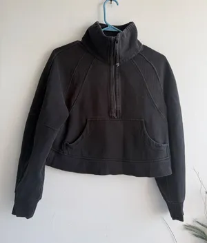Lululemon Scuba Oversized Half Zip Hoodie Black XS/S Cropped Funnel NeckPullover thumbnail 1
