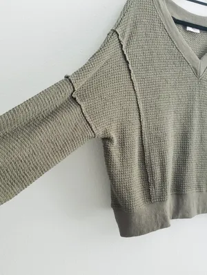Pink Lily Waffle Knit Long Sleeve Sweater thumbnail 4