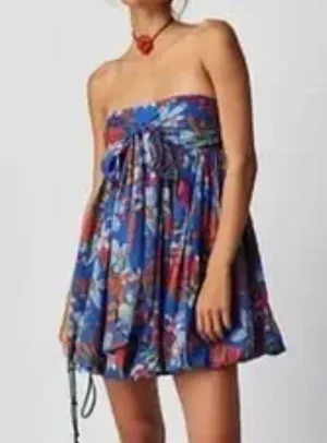 Free People Mai Tai Blue strapless dress thumbnail 3