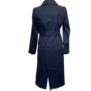 Victor Alfaro Womens Trench Coat Small Navy‎ Chic Preppy Quiet Luxury Old Money thumbnail 2