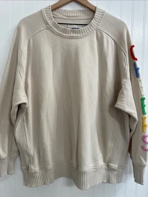 AERIE “Cheers” Down-To-Earth Sweatshirt in Soft Oat Size M thumbnail 7