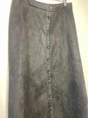 YAL New Black Faux Suede Fall Skirt Whimsigoth Grunge Y2K L thumbnail 4