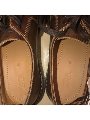 ZARA Unisex Brown Loafers Chunky sole & heel real Leather office-wear preppy 9.5 thumbnail 4