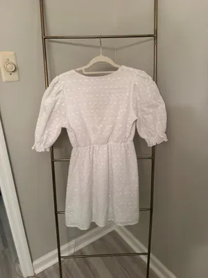 Blue Blush White Puff Sleeve Mini Dress thumbnail 5