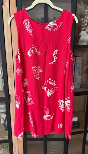 Paper heart tequila shift dress linen roundneck pockets doodles anthropologie thumbnail 1