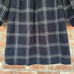 Abercrombie Fitch Plaid Off Shoulder Mini Dress Navy White Women’s Large thumbnail 10
