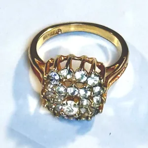 Vintage 18K HGE Rhinestone Tiered Cluster Cocktail Ring 9⁠ thumbnail 2