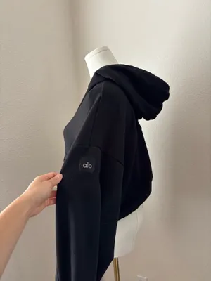 Alo Yoga Black Refresh Stadium Half Zip Hoodie (S) thumbnail 3
