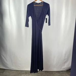 NWT Lulus Garden District Wrap Maxi Dress‎ in Navy Blue Size Medium thumbnail 4