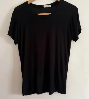 JOAH BROWN | Black Slouchy Rib Knit T Shirt One Size thumbnail 1