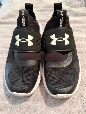 Under Armour Womens Size 9 Black White Slip On Sneakers Velcro Strap Athletic Shoes thumbnail 1