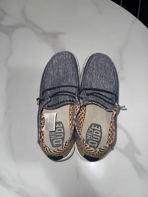 Hey Dude Kids Slip-On Moccasins in Heather Navy with Peach Lining thumbnail 2