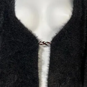 Fabletics Mini Crop Cardigan in Faux Mohair Black size L thumbnail 2