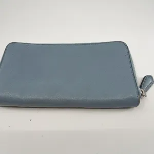 Coach Zip Around Wallet Dusty Blue Pebbled Leather Wallet thumbnail 5