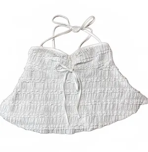 White Textured Halter Crop Top Size XS thumbnail 1