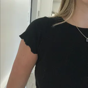ASOS ruffle cropped black short sleeve t-shirt thumbnail 3