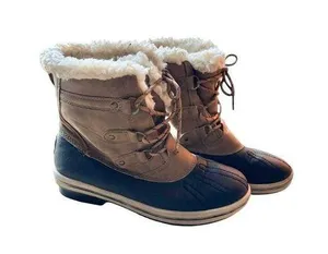 PAWZ Womens Winter Snow Boots Lace-Up Insulated Size 10 Tan & Black thumbnail 1