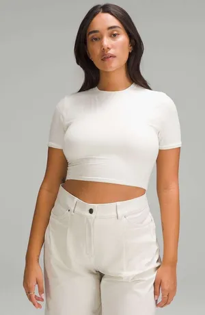 Lululemon Wundermost Ultra-Soft Nulu‎ Crewneck Cropped T-Shirt thumbnail 1