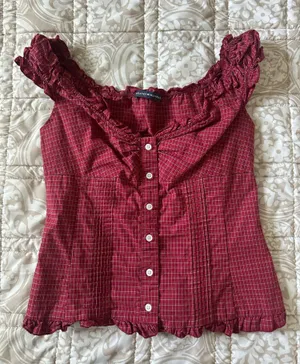 Brandy Melville Top Off-The-Shoulder Red thumbnail 1
