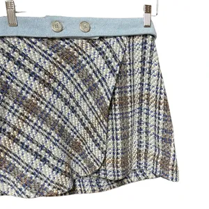 Zara‎ Tweed Weave Mini Skirt in Blue Denim Combination Size Medium thumbnail 4