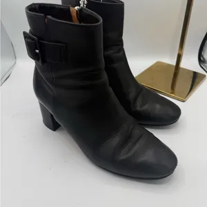 Grigiarancio Y2K Black Leather Ankle‎ Boots 8.5 | Made in Italy Chunky Heel thumbnail 3