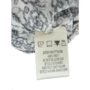 Max Studio Square Neck Puff Sleeve Blouse L Black White Floral Tile Medallion thumbnail 5