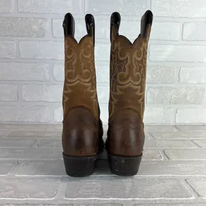 Justin Boots Cowboy Boots Bay Apache Womens Girls 5 Brown‎ Leather Western Embroidered thumbnail 4