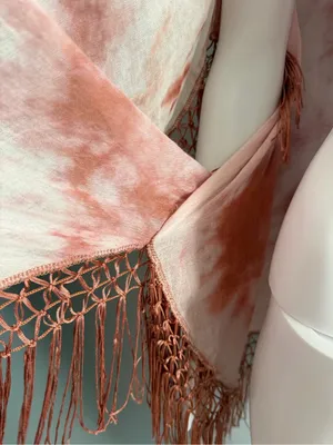 Sonoma Rust and Cream Tie-Dye Fringe Kimono thumbnail 2