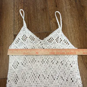 Aerie Crochet Knit Midi Dress Boho Ruffle Hem Beach Coverup Cream Festival sz M‎ thumbnail 9