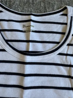 No Boundaries White and Black Striped Ribbed Tank thumbnail 4