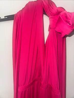 Halter Convertible Multi Way Spaghetti Strap Wedding Cocktail Maxi Gown Pink Size XL thumbnail 6