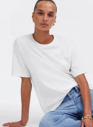 Madewell | NWT Relaxed Oversized Cotton Tee Eyelet White | Sz L thumbnail 1