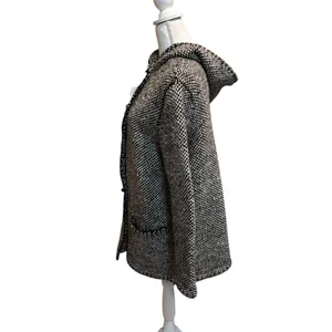 RALPH‎ LAUREN Hand Knitted Lambswool Hooded Sweater Coat Womens Size Large thumbnail 3