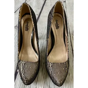 Charlotte Russe Gold Sparkle Fishnet Heels  thumbnail 3