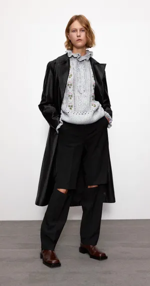 Gray Embroidered Oversized Sweater Top thumbnail 7