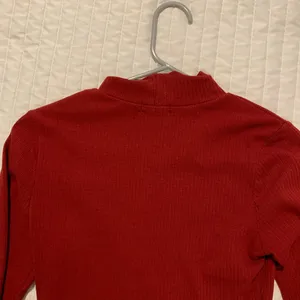 Women's Red Long Sleeve Top Bozzolo Turtle Neck Crop Top Medium EUC thumbnail 3
