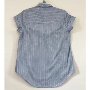 J Crew Womens‎ Blue Popover Top Striped Short Sleeve Collared Button Shirt Small thumbnail 2