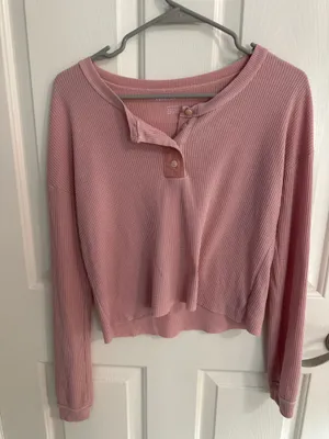 American Eagle Long Sleeve Waffle Knit Top thumbnail 1