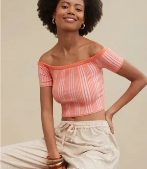 Aerie Sweater Top Knit Ribbed Crop thumbnail 1