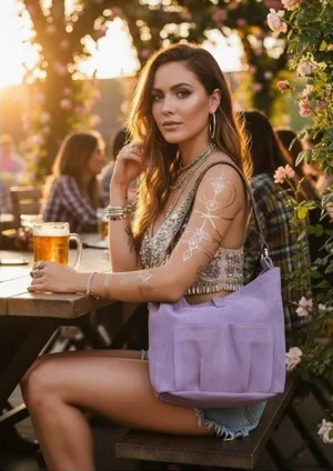 Deadstock: new Tylie Malibu ᪣ Utility Suede Hobo Bag ᪣ Crystal Strap ᪣ Lilac Y2K thumbnail 1