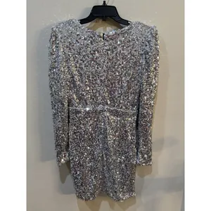 Lulus Brand New You Silver Sequin Bodycon Mini Dress Size Medium thumbnail 3
