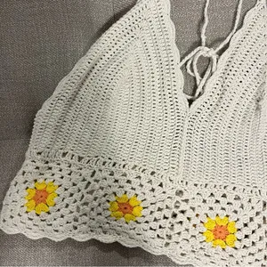 Aerie Textured Halter Cropped Bra Top thumbnail 4