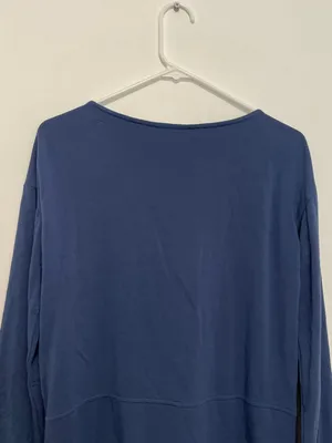 J. JILL Solid Blue Boat Neck Long Sleeve Fleece Lined Side Zip Zippers Tunic Top thumbnail 13