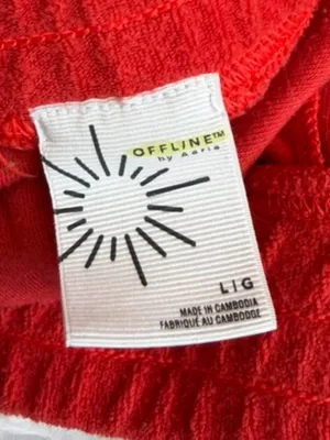 Aerie Offline Red Terry Cloth Shorts Women's Large thumbnail 5