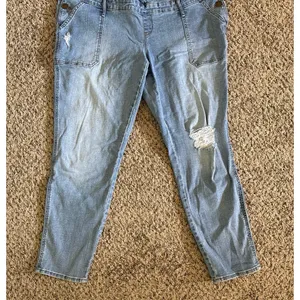 a.glow‎ Maternity Women's Blue Distressed Jean Overalls Size XL thumbnail 3
