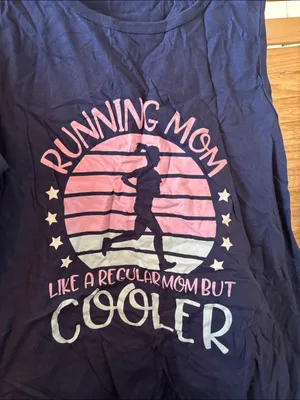 Running Mom Graphic Tank Top - Navy Pink Medium NWOT thumbnail 2
