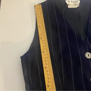 A Byer California navy blue pinstripe tailored mini vest dress v neck 90s size 5 thumbnail 8